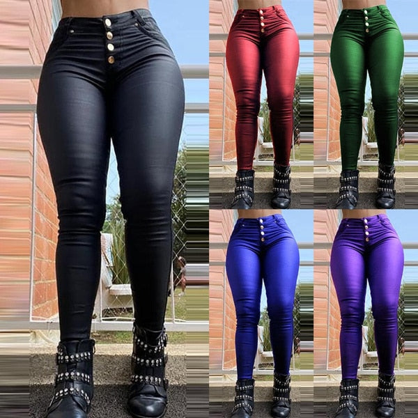 High Waist Brown Solid Bodycon Workout Leggings/sweatpants For